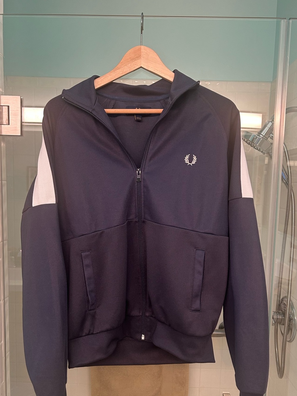 Fred Perry Navy Jacket with White Shoulder Panels